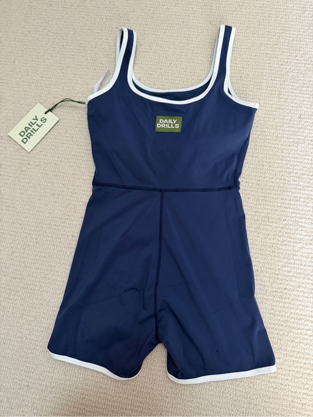Daily Drills Navy One-Piece Swim Suit with White Trim